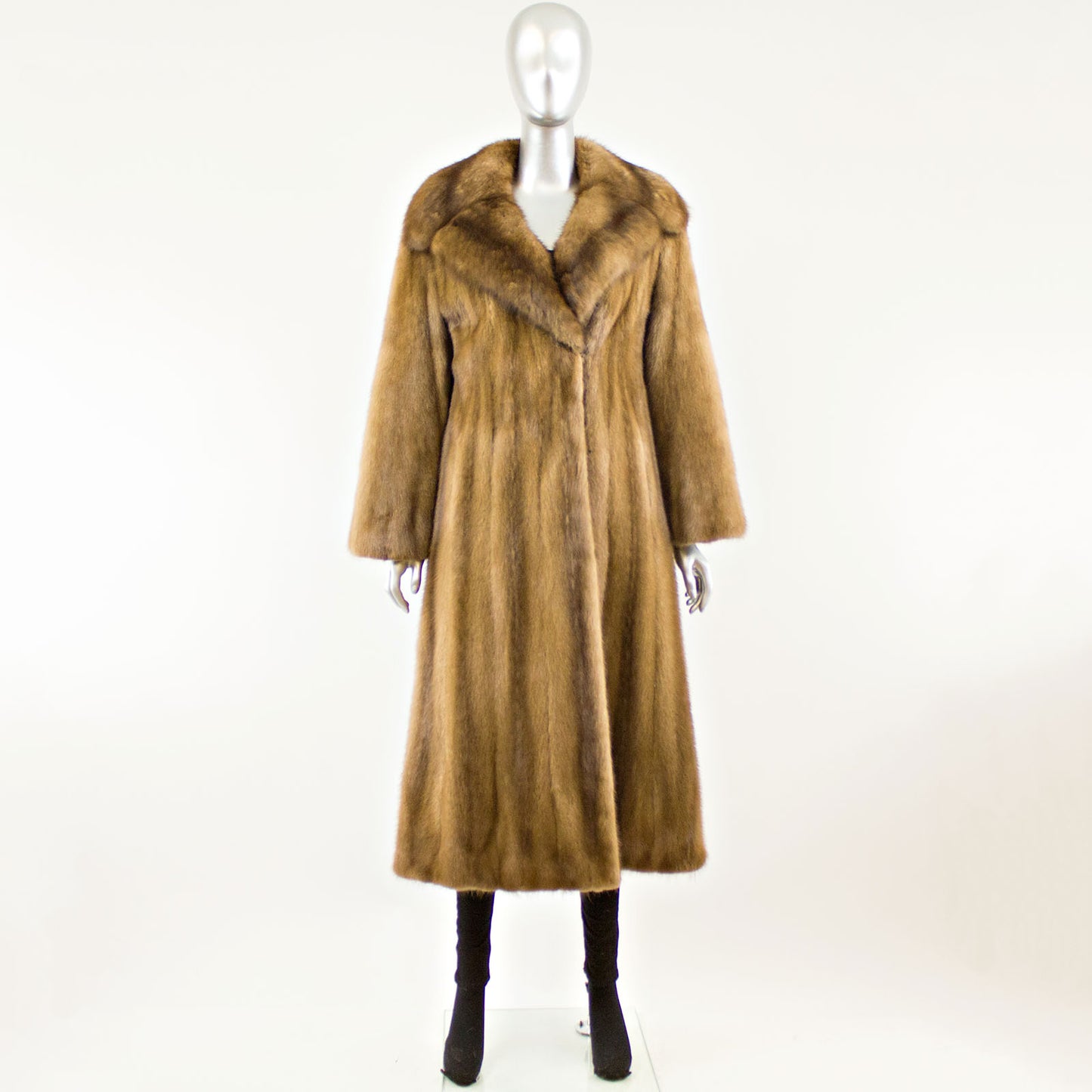 Autumn Haze Mink Coat with Sable Collar - Size S