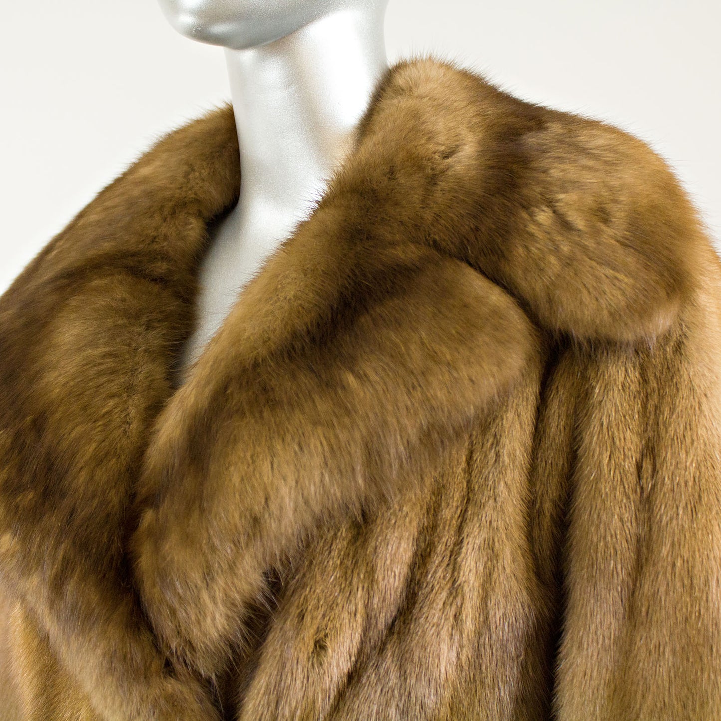 Autumn Haze Mink Coat with Sable Collar - Size S