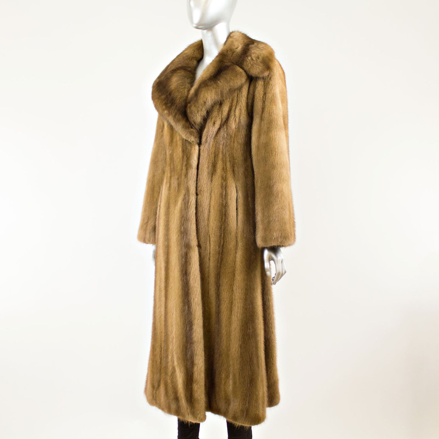 Autumn Haze Mink Coat with Sable Collar - Size S