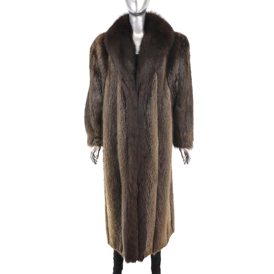 Beaver Coat with Fox Tuxedo- Size XL