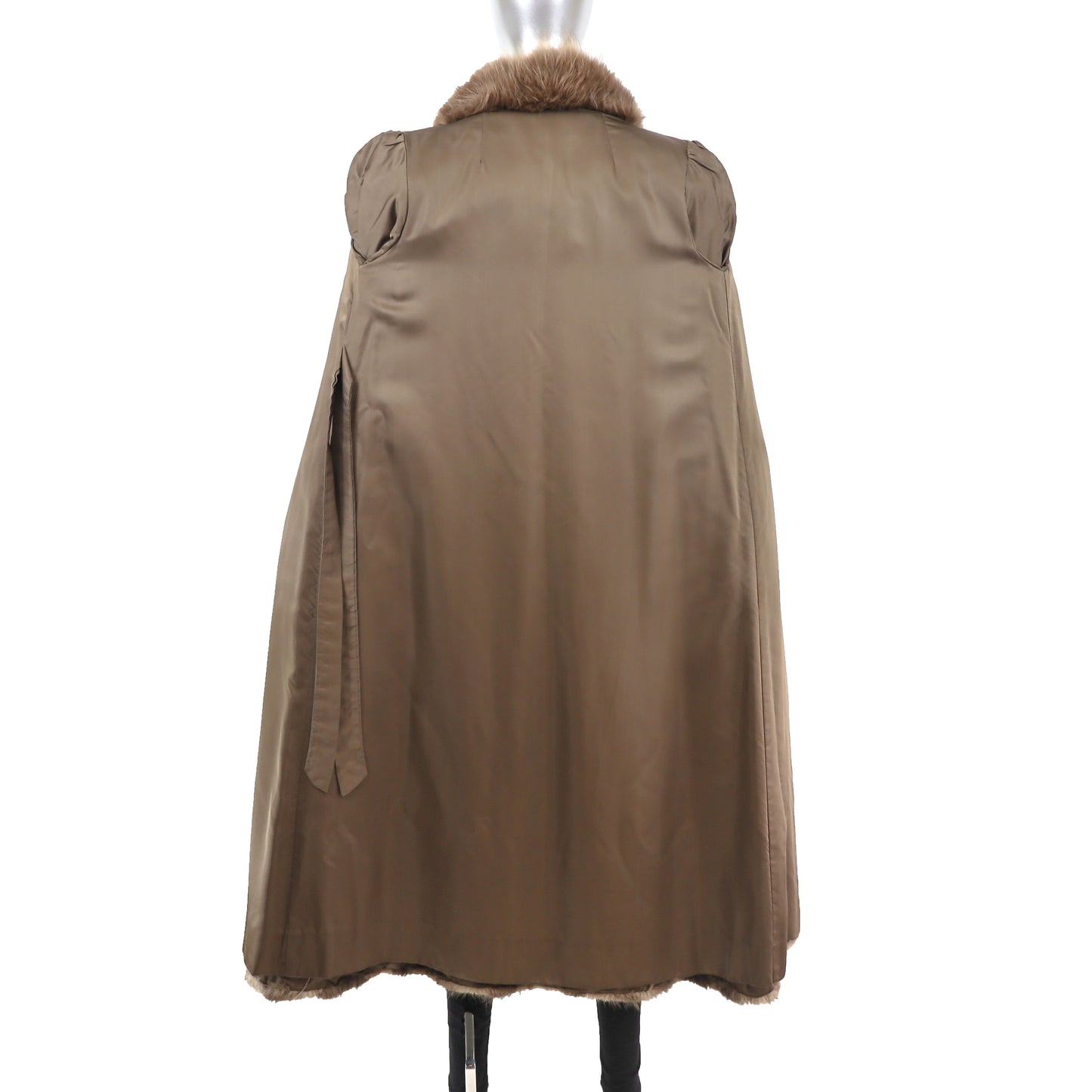 Long Hair Beaver Coat with Fox Collar and Sleeves- Size S