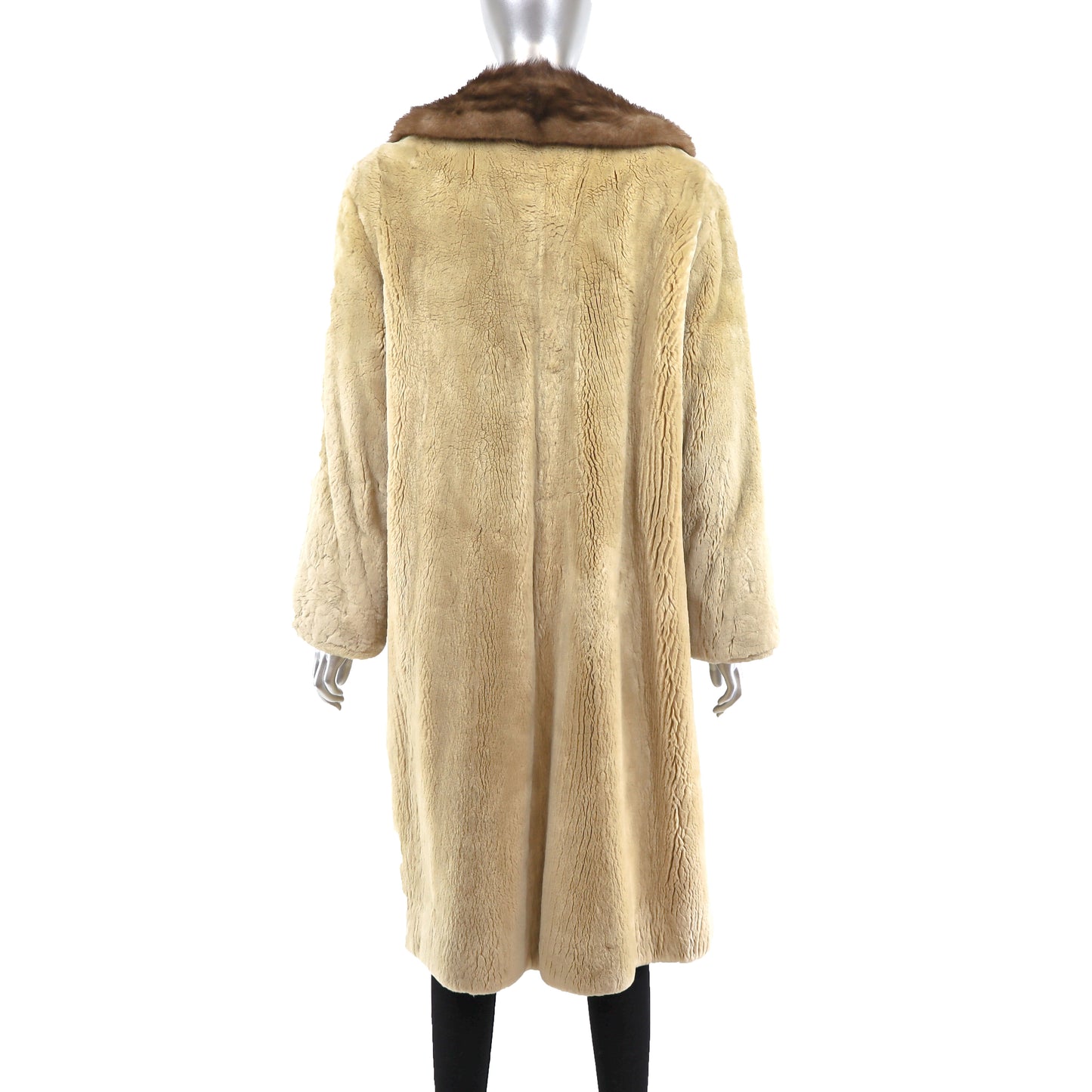 Sheared Beaver Coat with Mink Collar- Size L