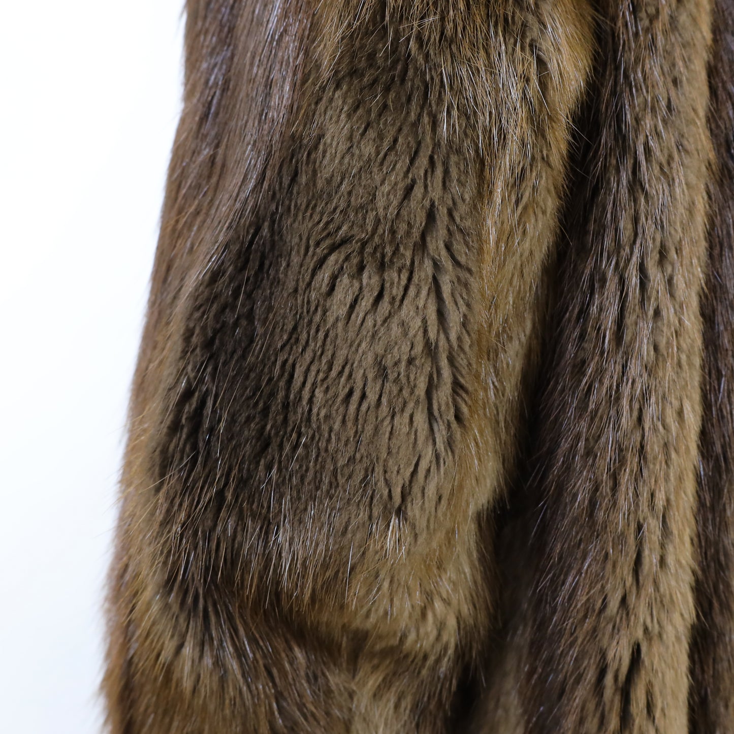 Long Hair Beaver Coat with Detachable Hood- Size M