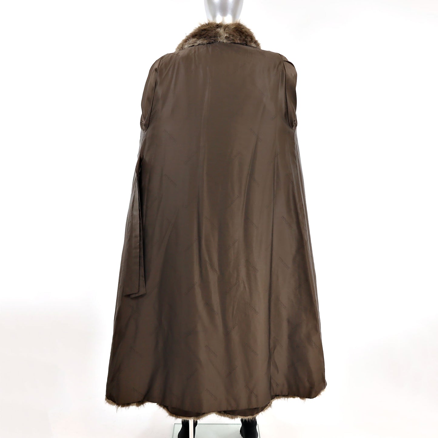 Long Hair Beaver Coat with Detachable Hood- Size M