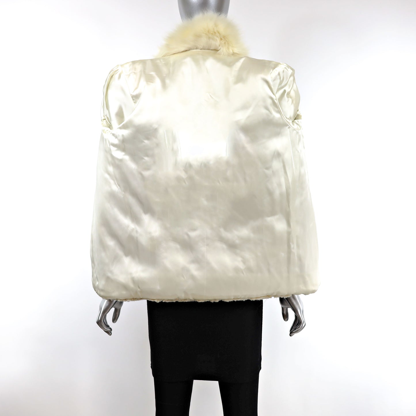 Cream Sheared Beaver Jacket with Fox Tuxedo- Size S