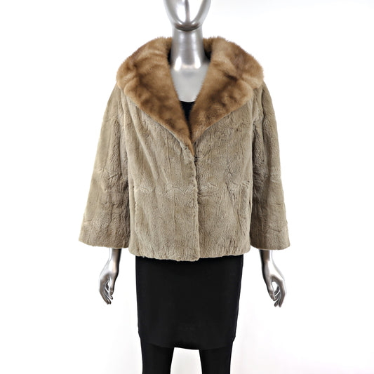 Sheared Beaver Jacket with Mink Collar- Size L