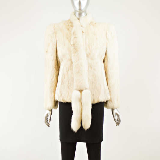 Beige Cream Sheep Skin Jacket - Size S