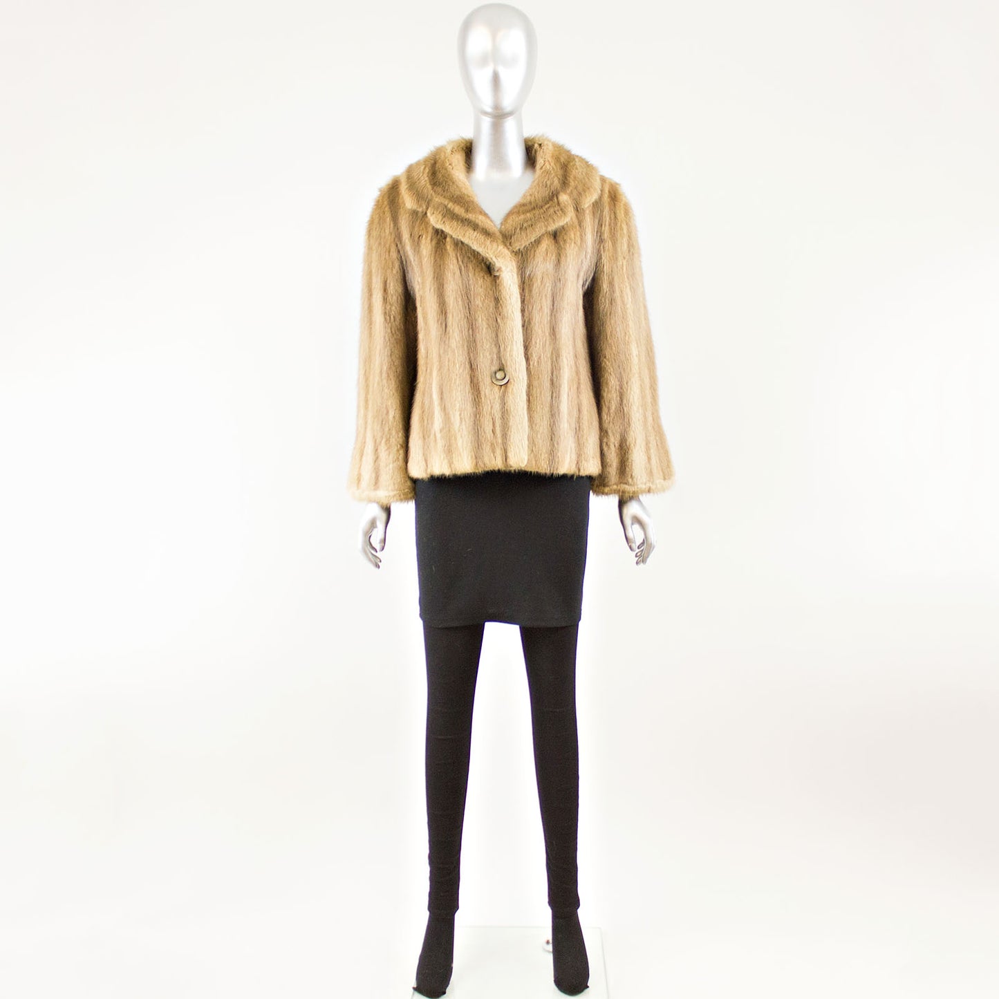 Beige Long Hair Muskrat Jacket - Size M ( Vintage Furs)