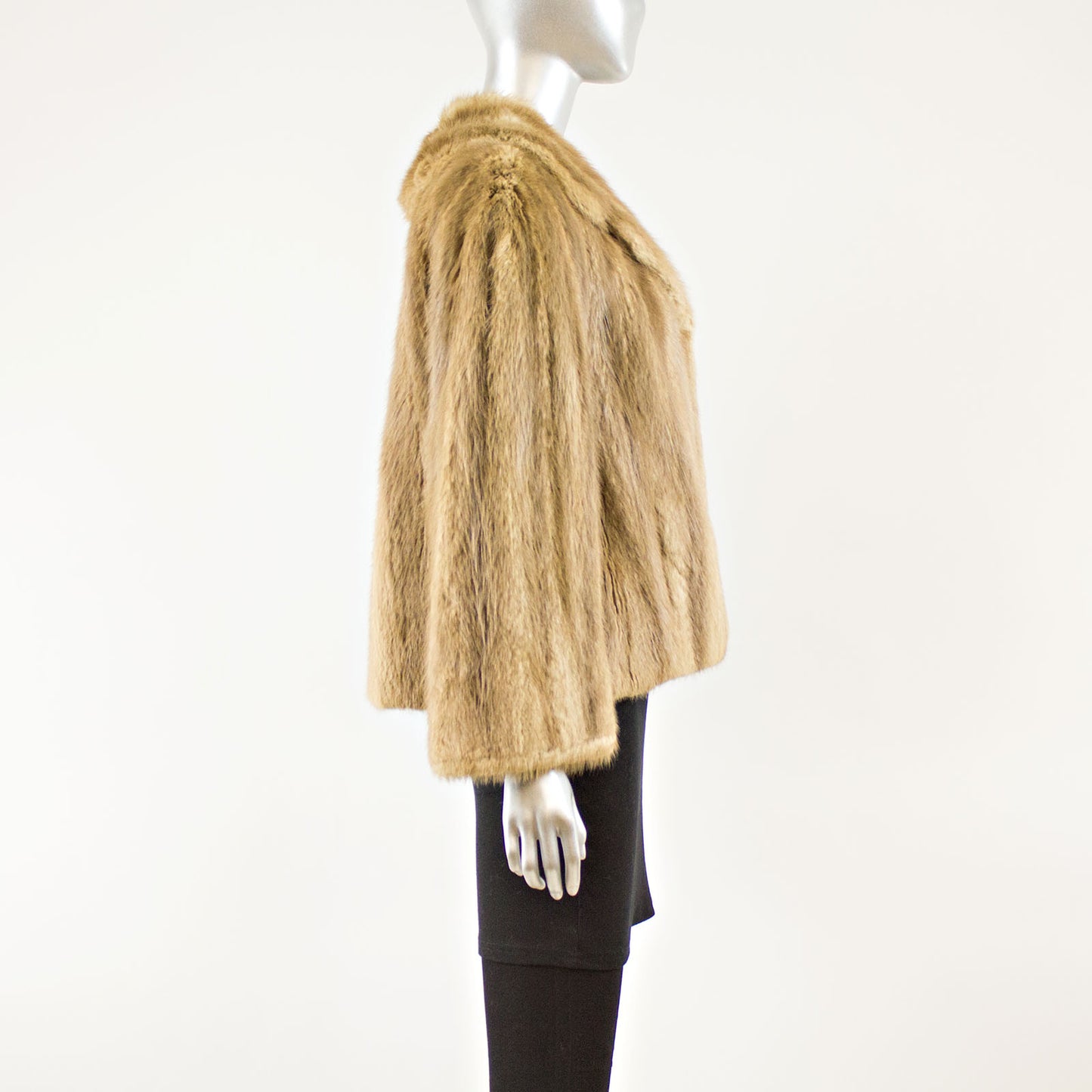 Beige Long Hair Muskrat Jacket - Size M ( Vintage Furs)