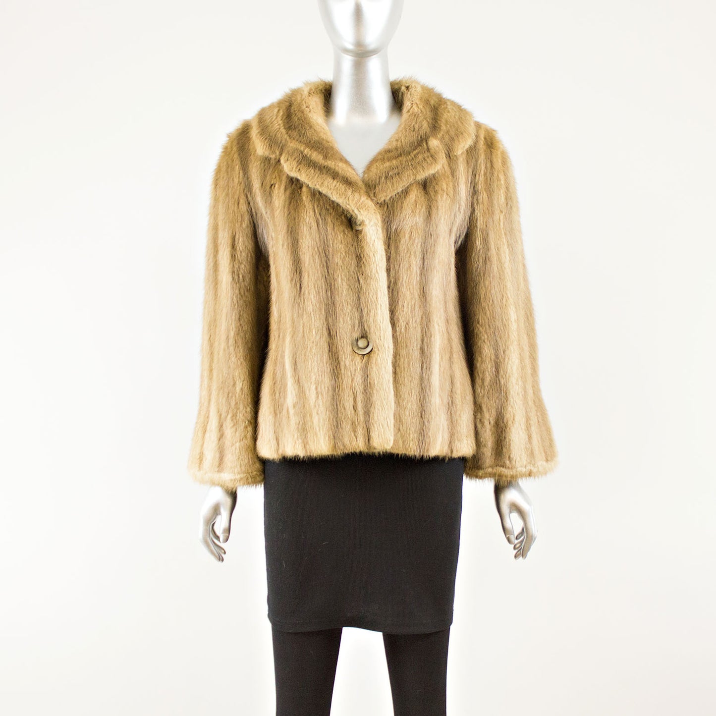 Beige Long Hair Muskrat Jacket - Size M ( Vintage Furs)