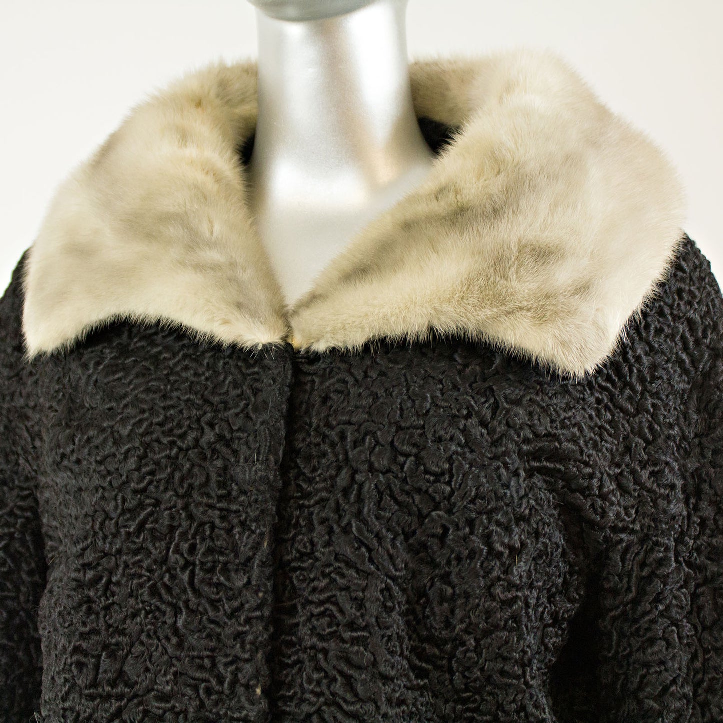 Black Persian Jacket with Tourmaline Mink Collar - Size XL