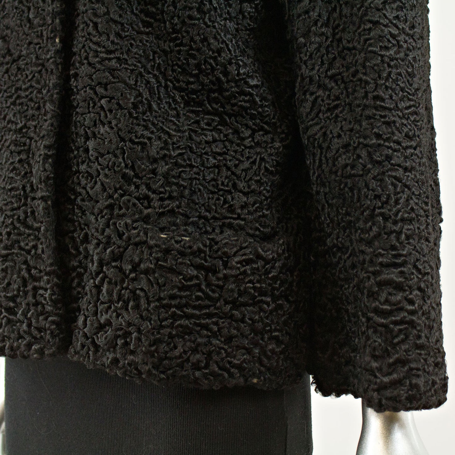 Black Persian Jacket with Tourmaline Mink Collar - Size XL