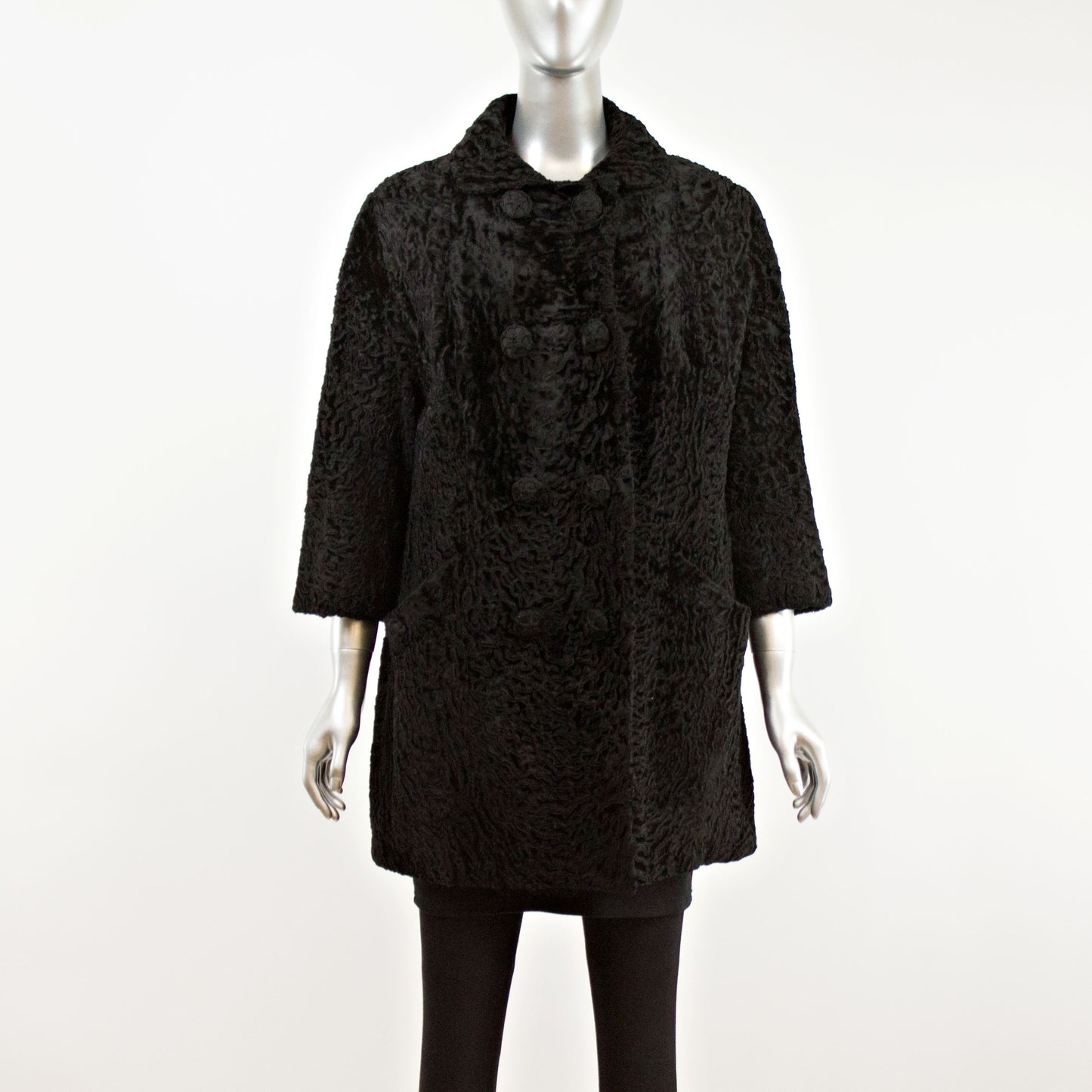 Black Persian Lamb 3/4 Coat- Size M