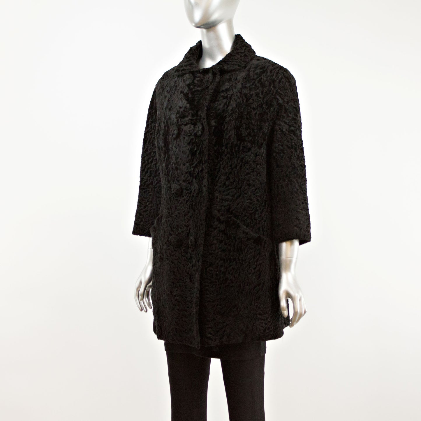 Black Persian Lamb 3/4 Coat- Size M