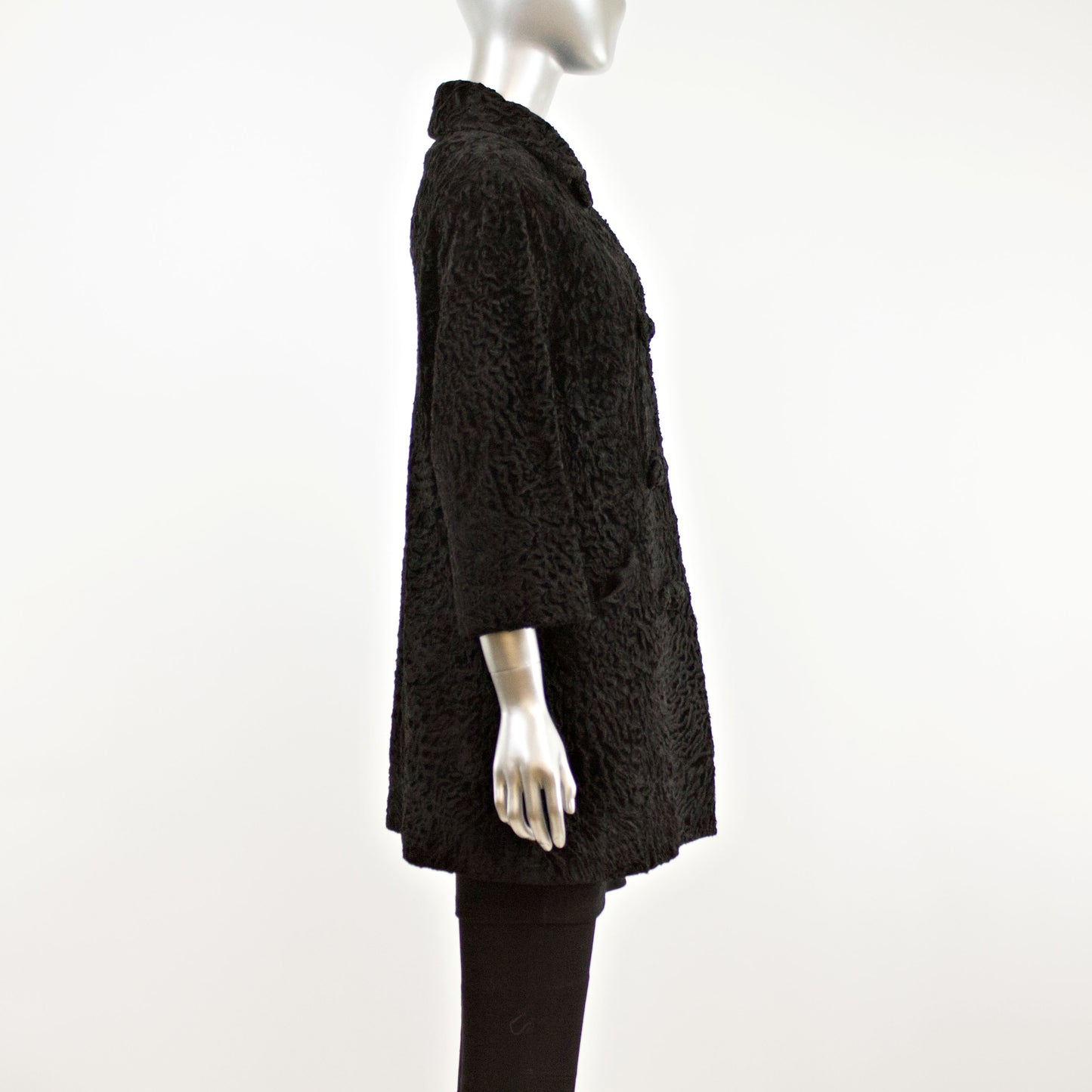 Black Persian Lamb 3/4 Coat- Size M