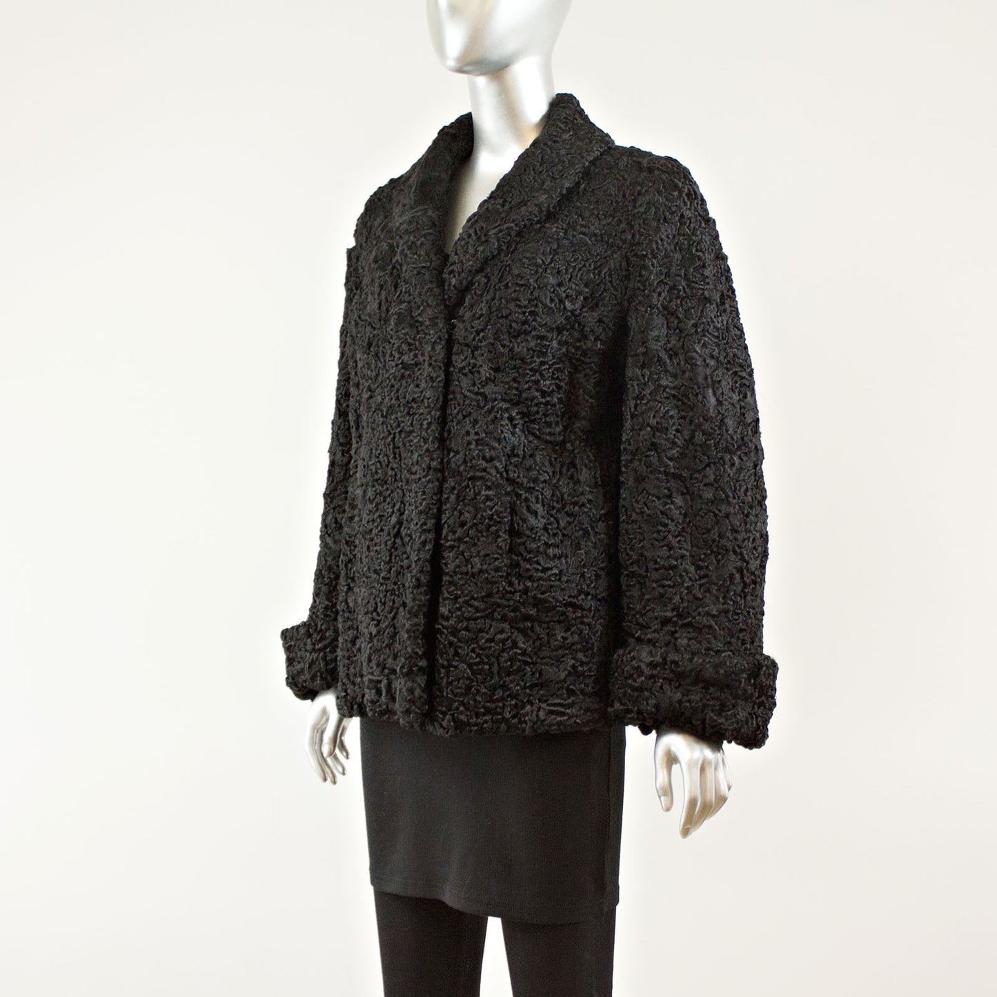 Black Persian Lamb Jacket - Size M-L (Vintage Furs)