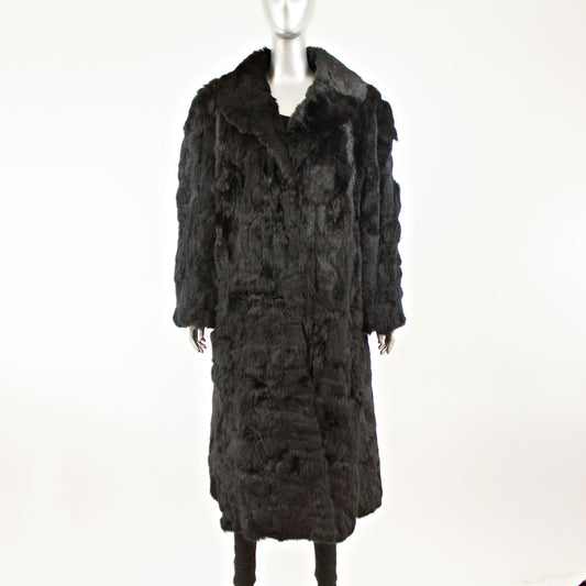 Black Section Rabbit Coat- Size XL