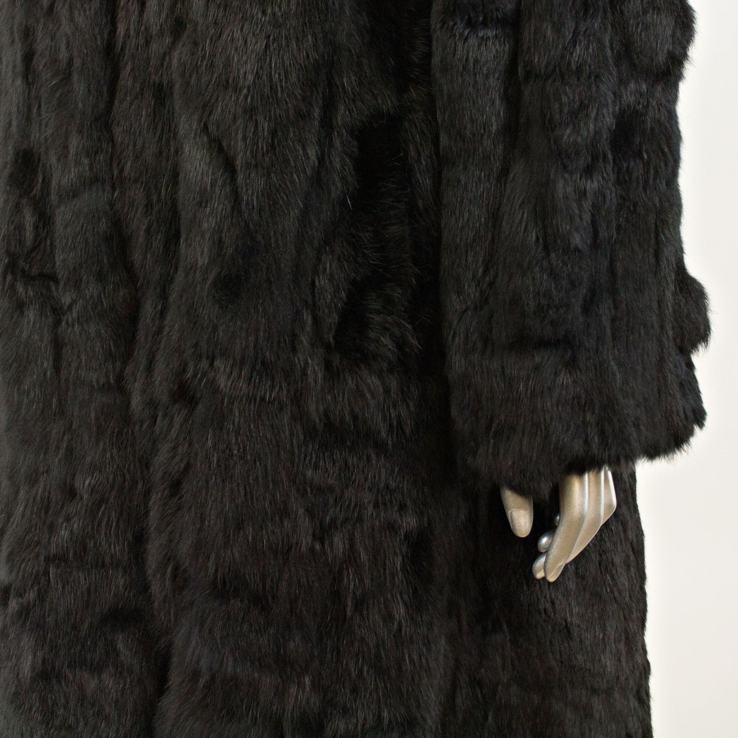 Black Section Rabbit Coat- Size XL