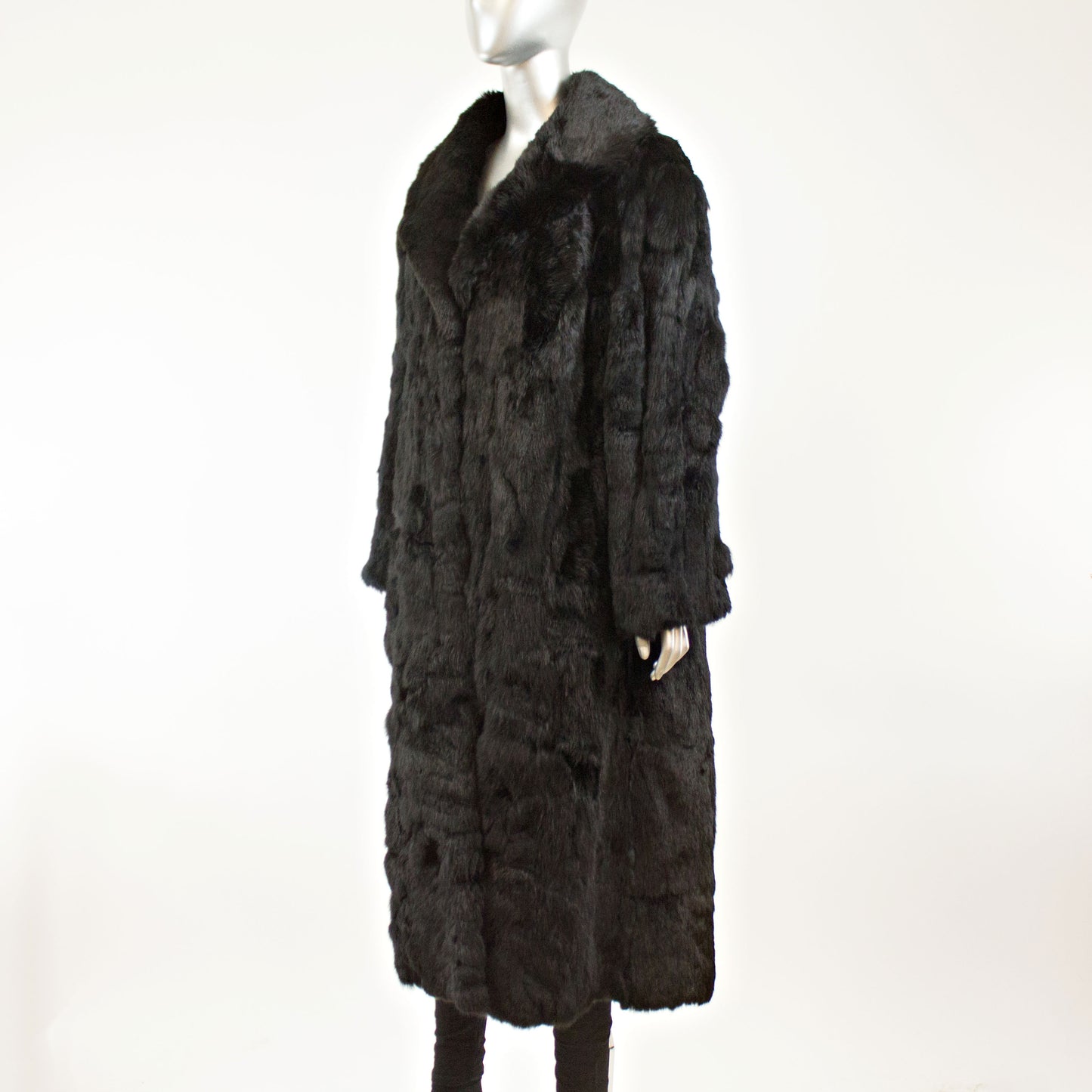 Black Section Rabbit Coat- Size XL