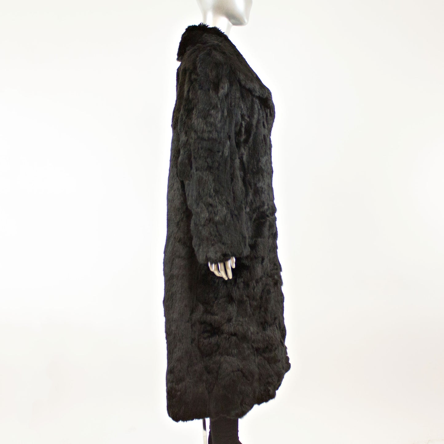 Black Section Rabbit Coat- Size XL