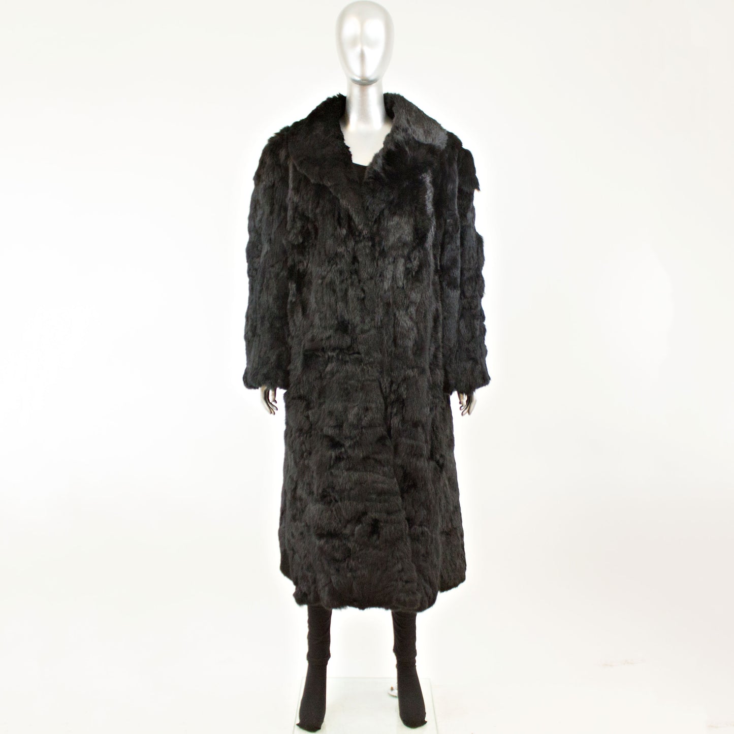 Black Section Rabbit Coat- Size XL