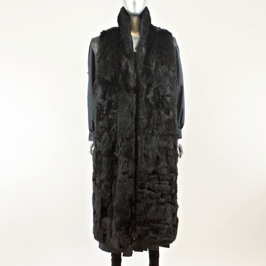 Black Rain Coat with Detach Opossum Vest - Size M