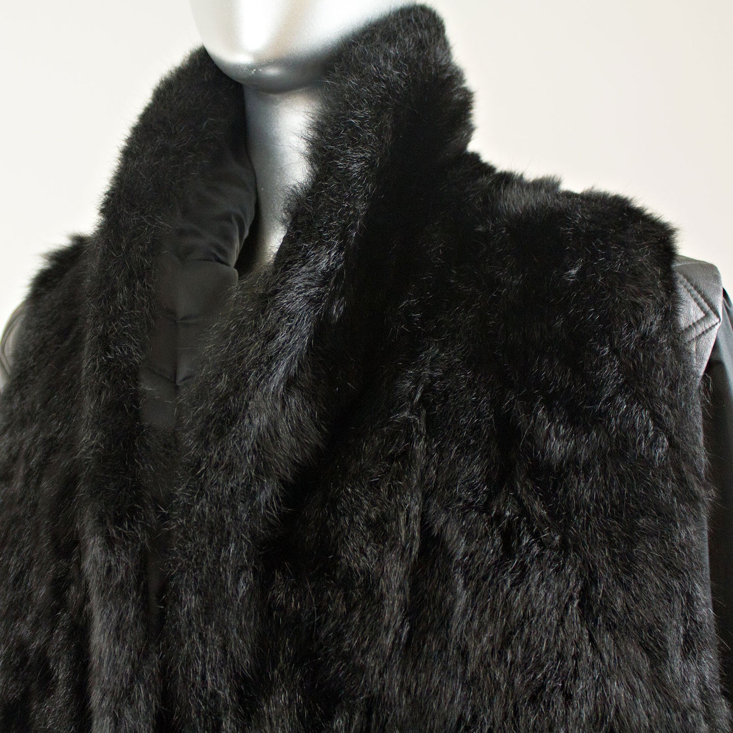 Black Rain Coat with Detach Opossum Vest - Size M