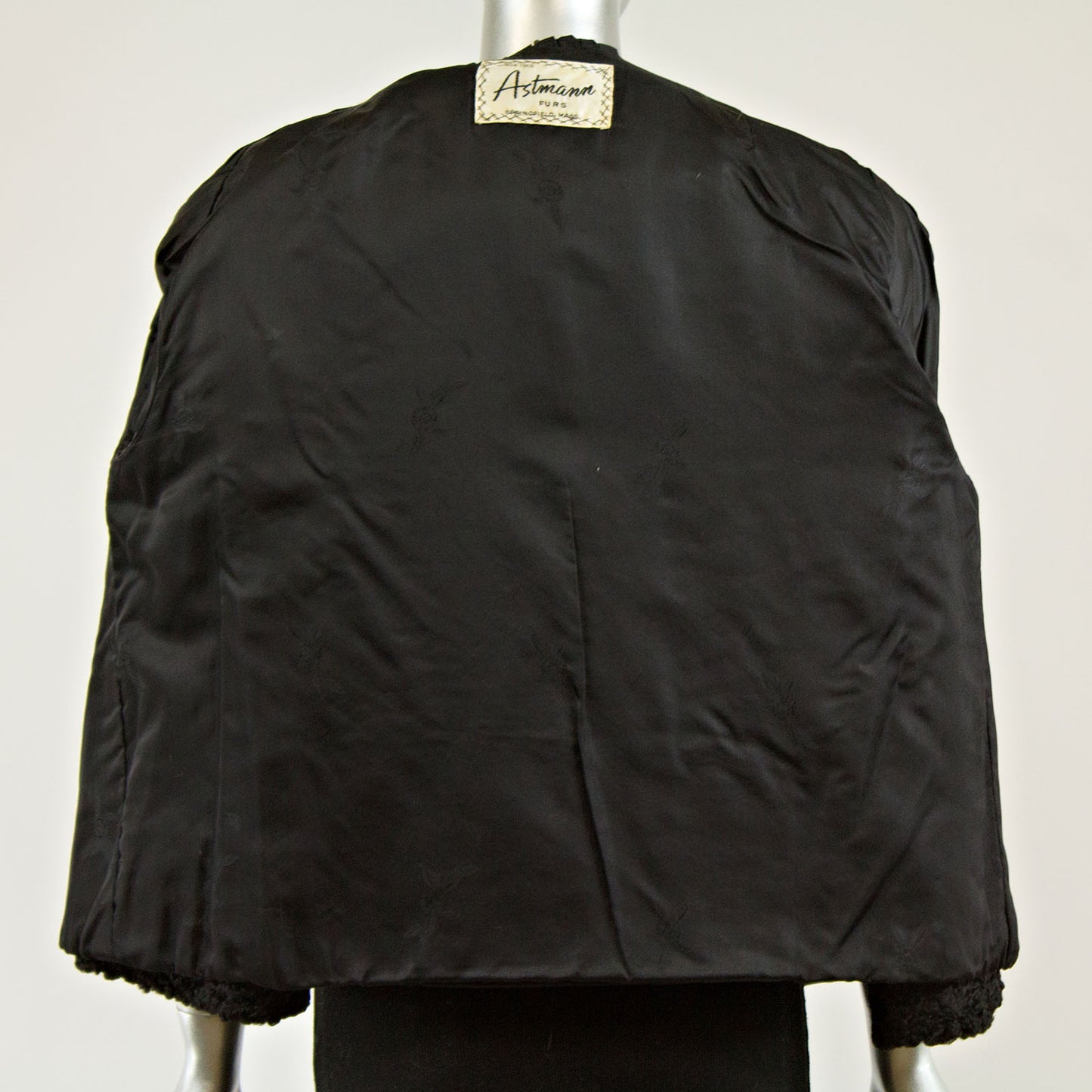 Black Persian Lamb Jacket with Autumn Haze Mink Collar - Size M