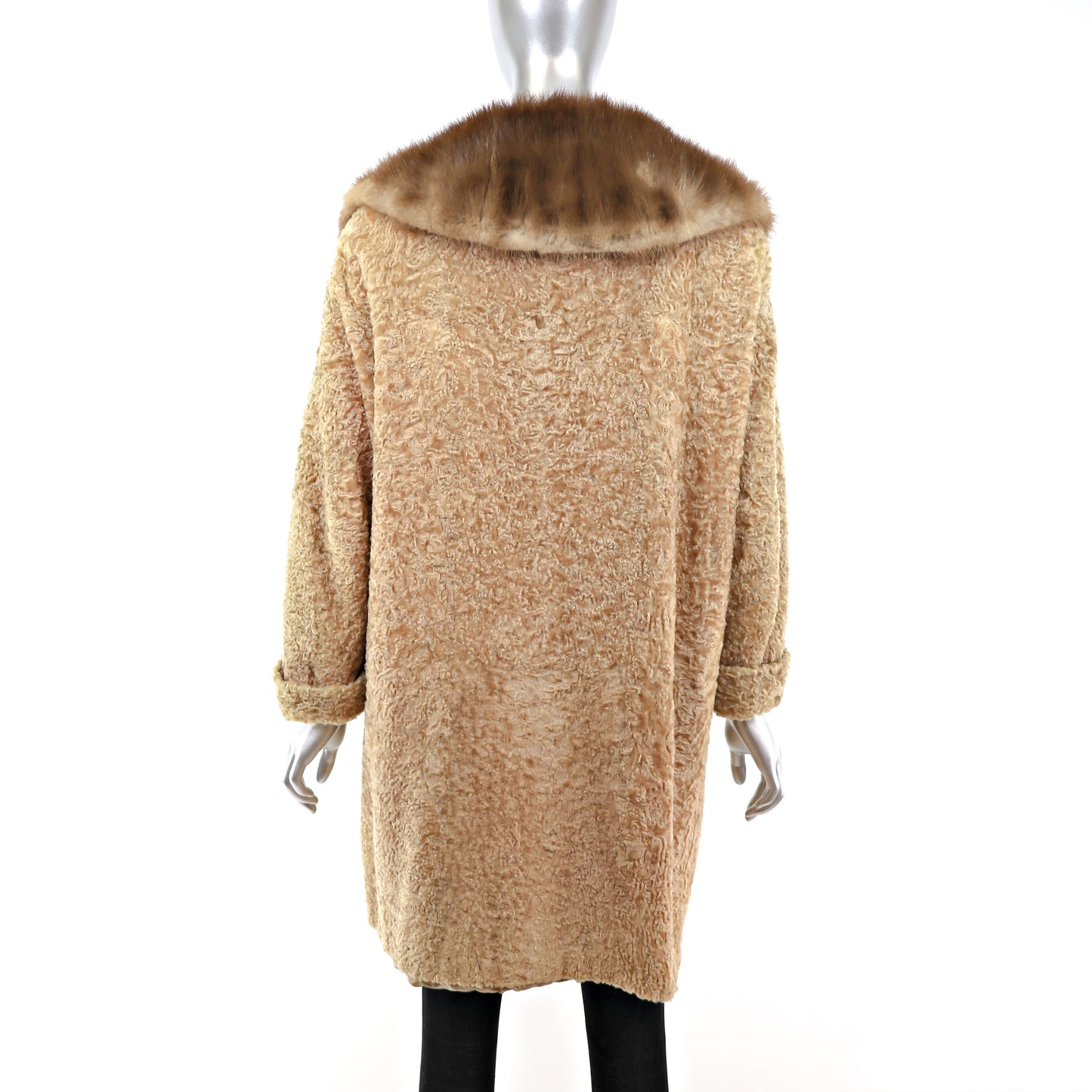 Blonde Broadtail Coat with Mink Collar- Size XXL