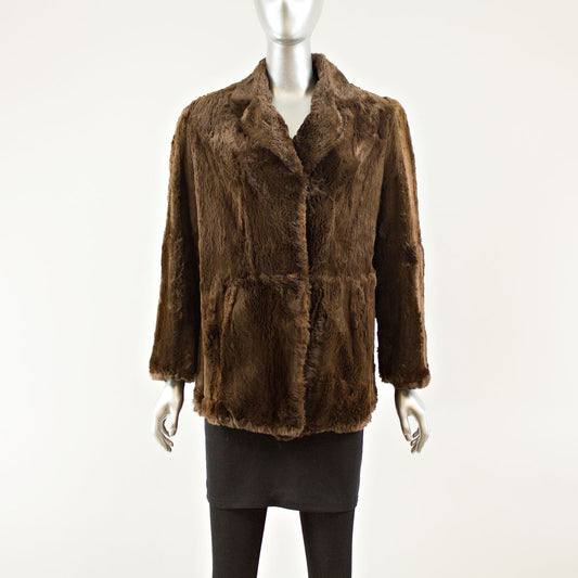 Brown Sheared Beaver Jacket - Size M