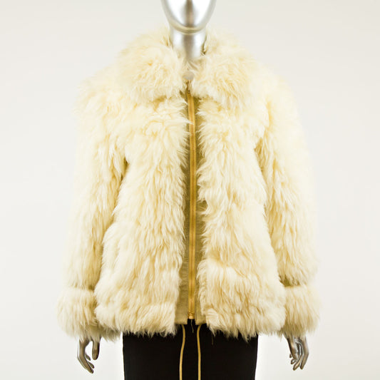 Cream Mongolian Lamb Jacket - Size M