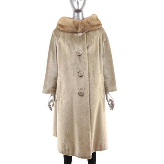 Faux Fur Coat with Mink Collar- Size XXL