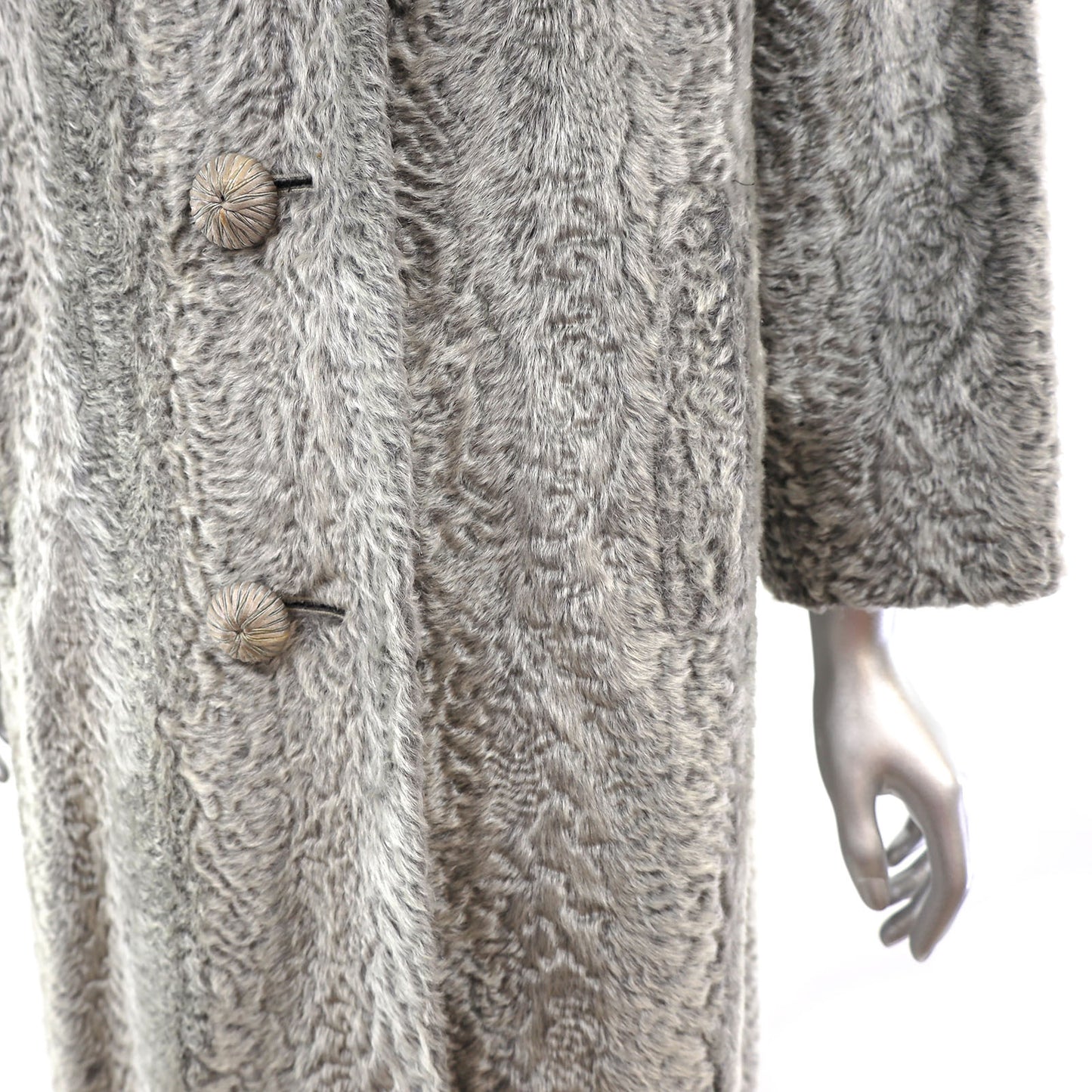 Faux Lamb Coat with Mink Collar- Size M