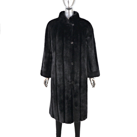 Faux Fur Coat Reversible to Taffeta- Size XL