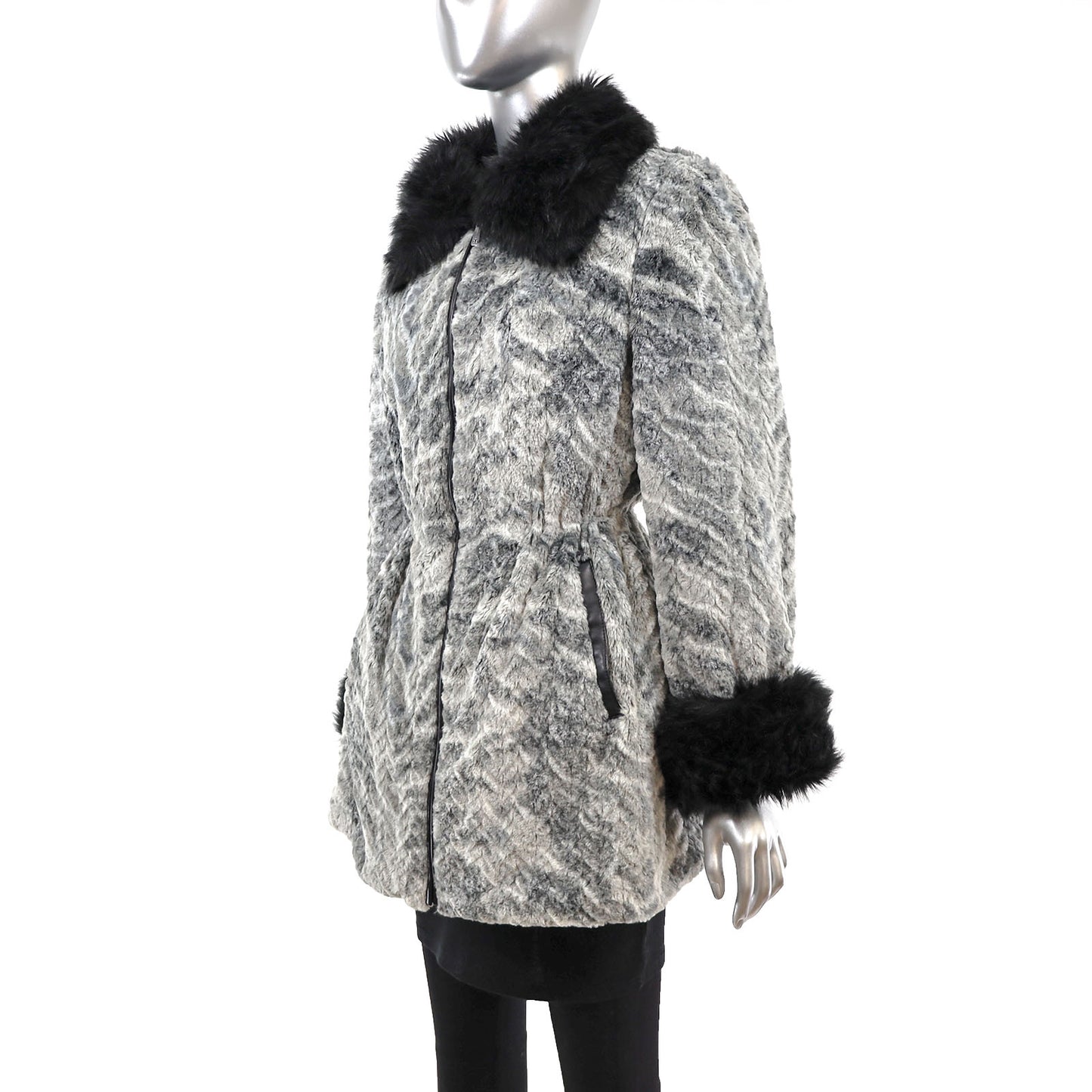 Dennis Basso Gray Faux Fur Coat- Size M