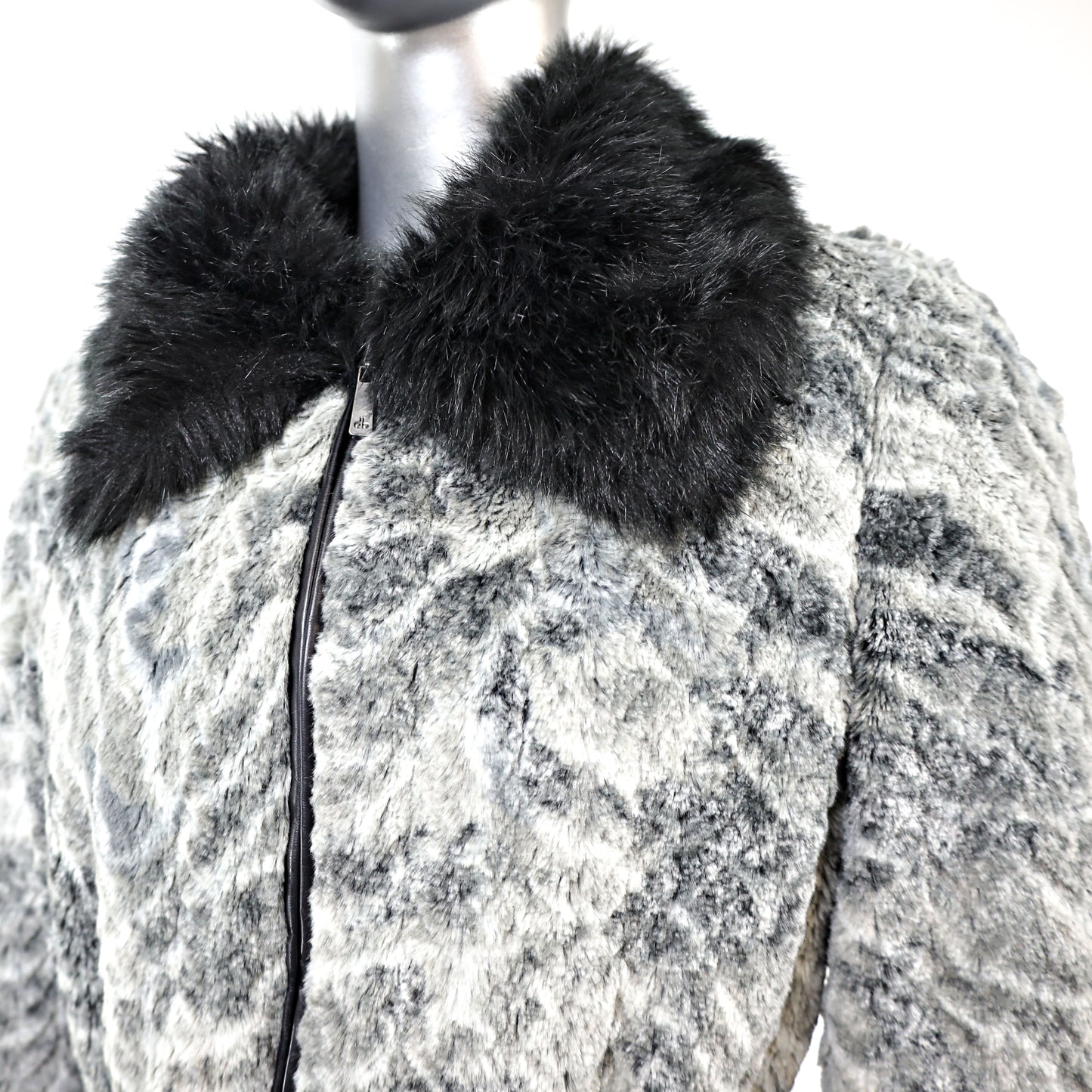 Dennis Basso Gray Faux Fur Coat- Size M