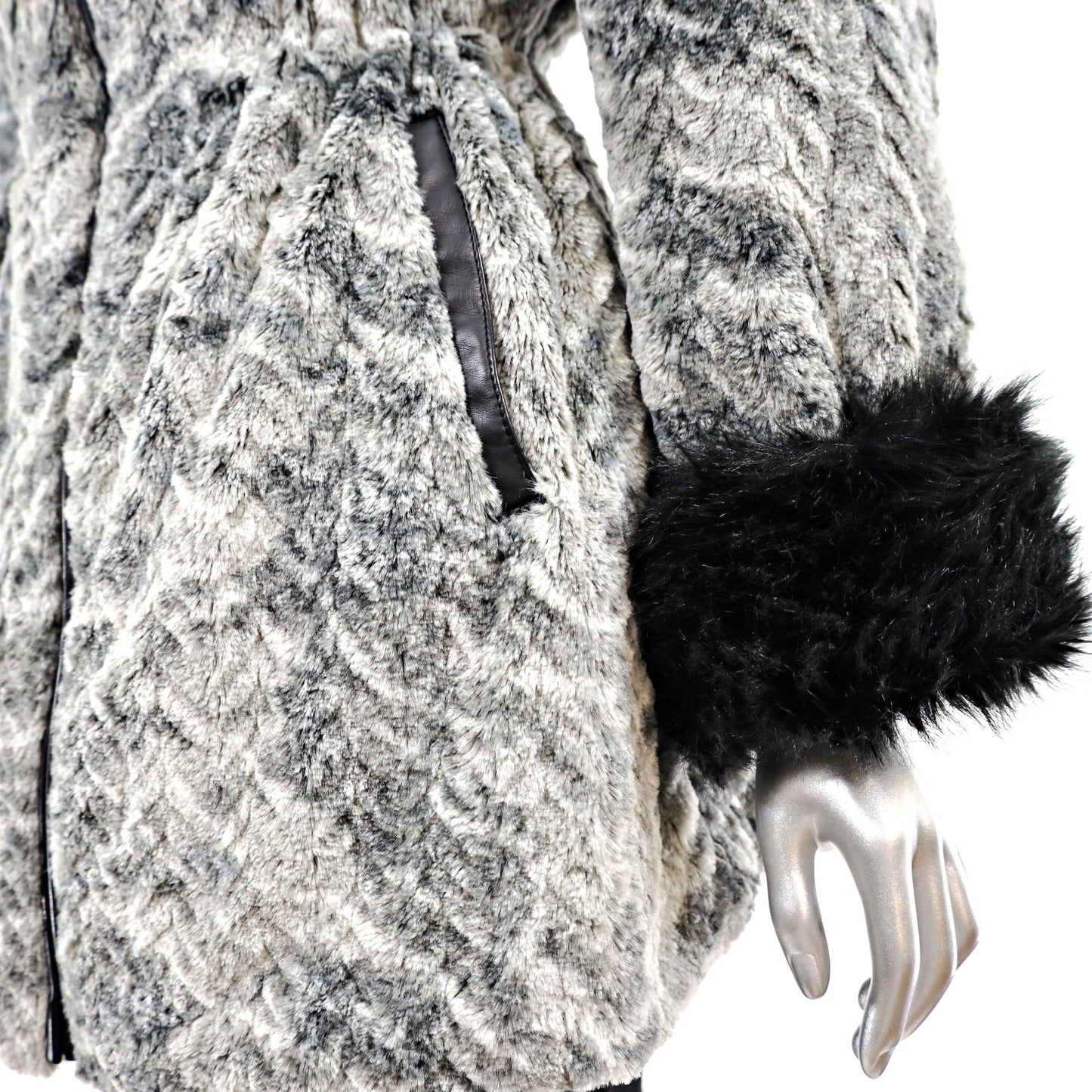 Dennis Basso Gray Faux Fur Coat- Size M