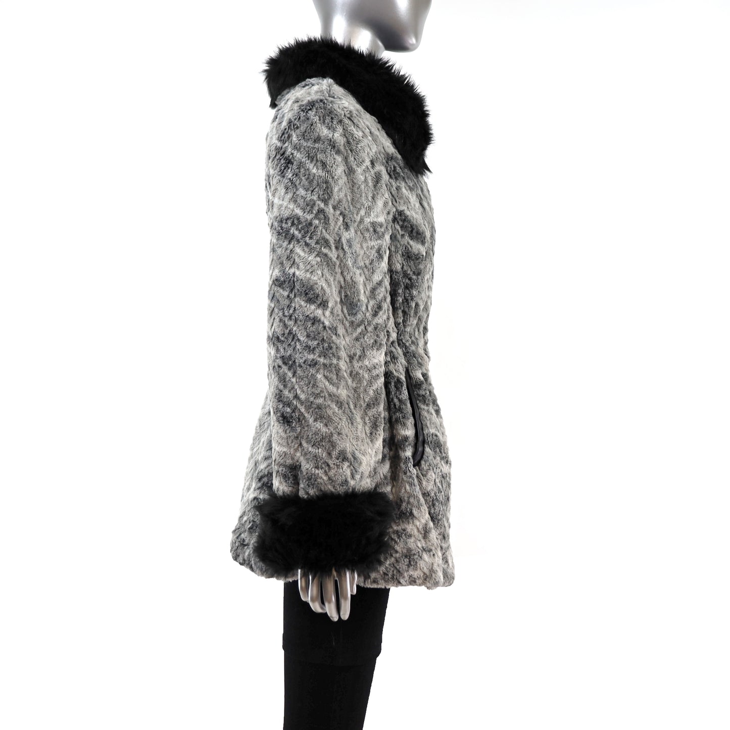 Dennis Basso Gray Faux Fur Coat- Size M