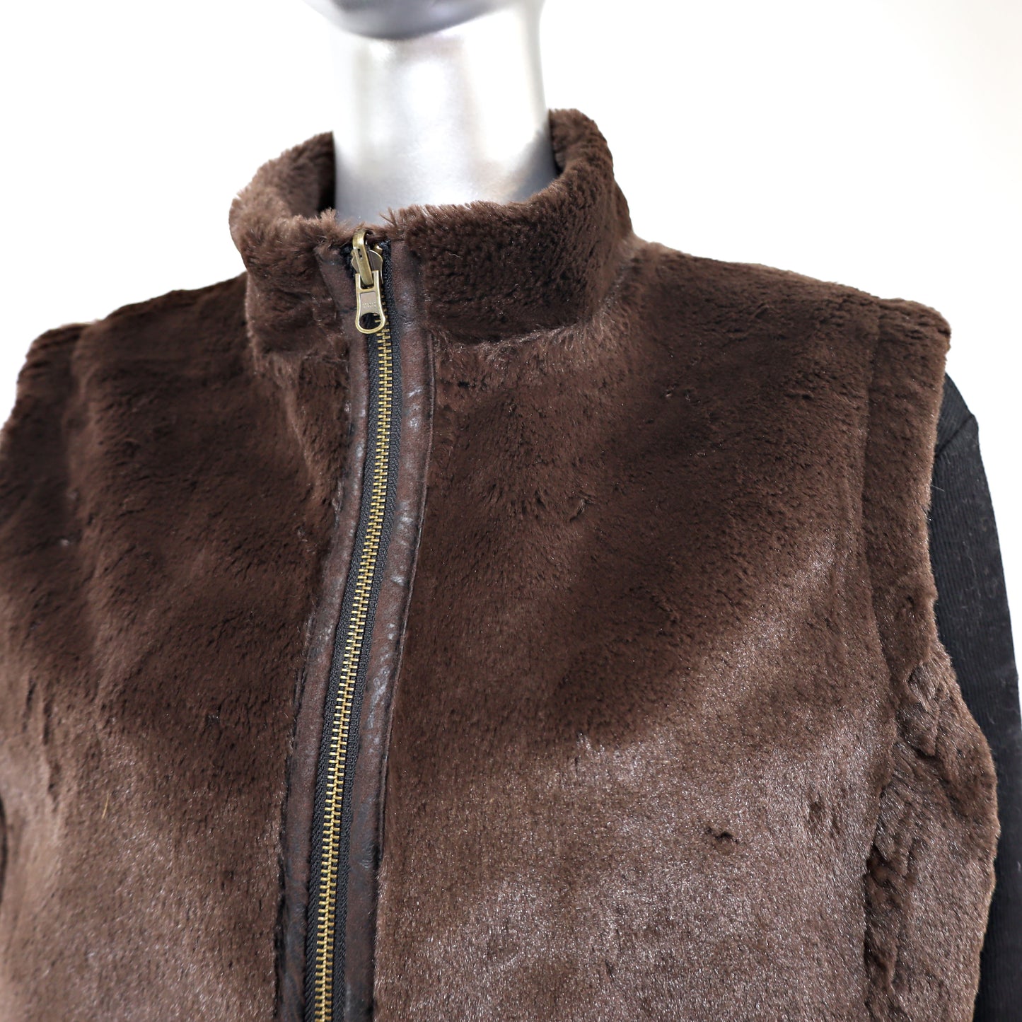 Brown Faux Fur Reversible Vest- Size S