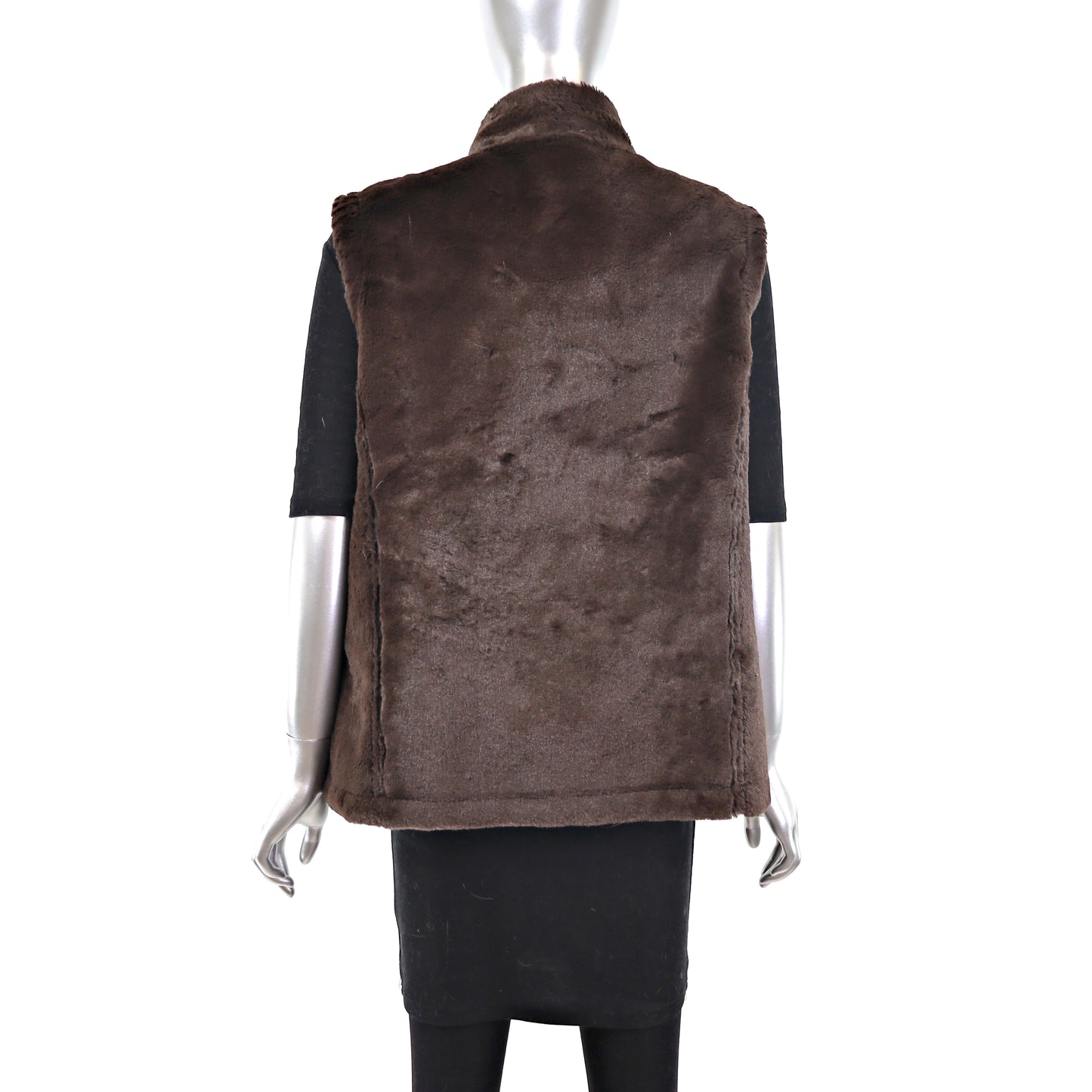 Brown Faux Fur Reversible Vest- Size S