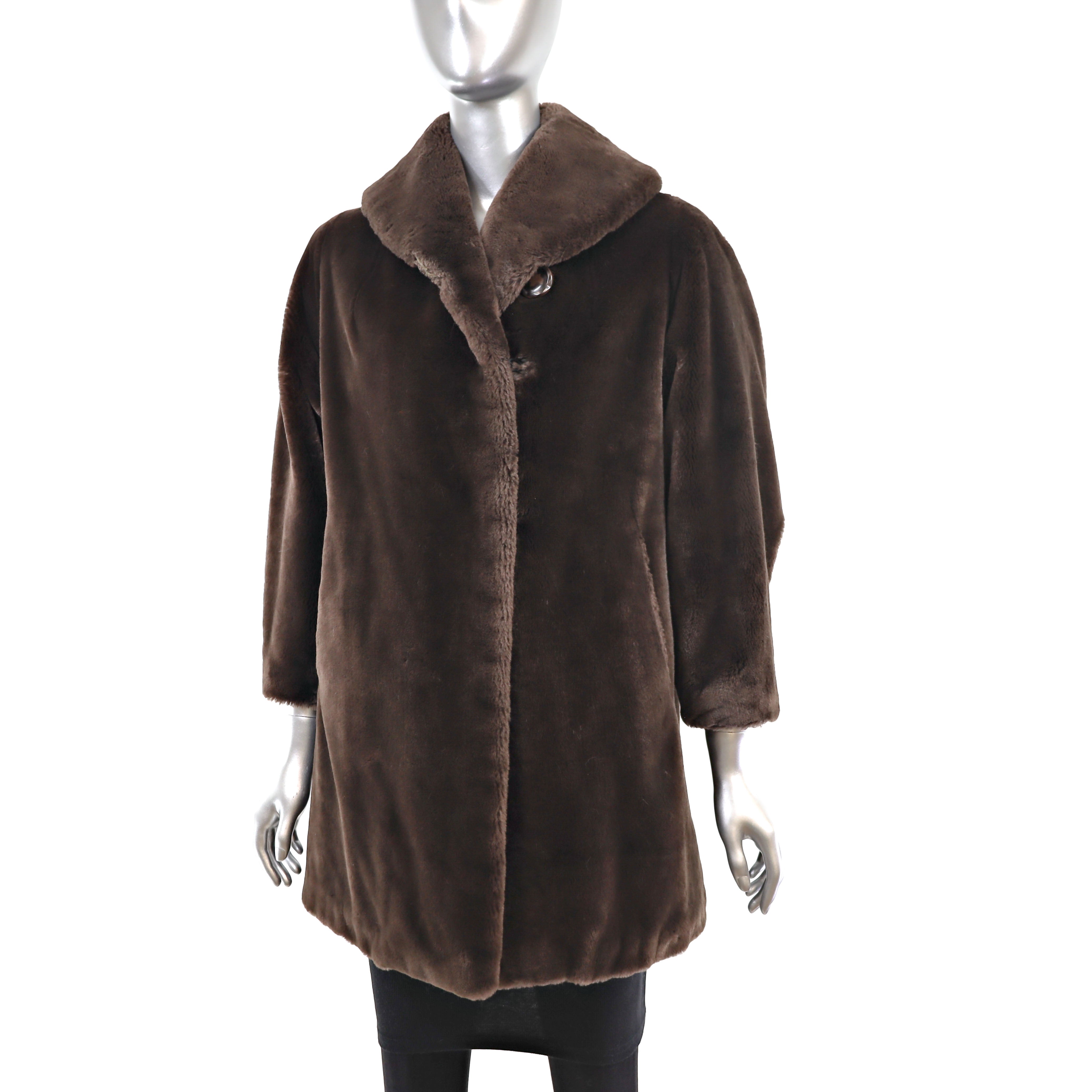 Leather on sale and Faux Fur Vintage Coat Size Medium