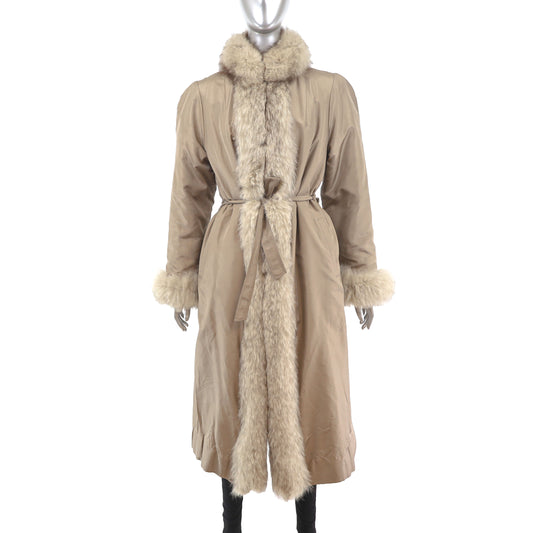 Micro Fiber Rain Coat with Fox Trim- Size M