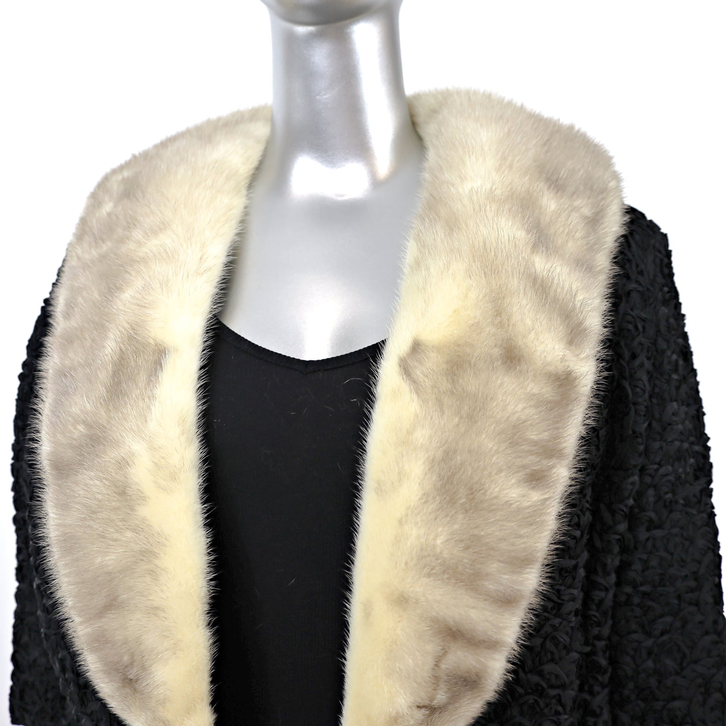 Fiber Jacket with Removable Mink Collar- Size S