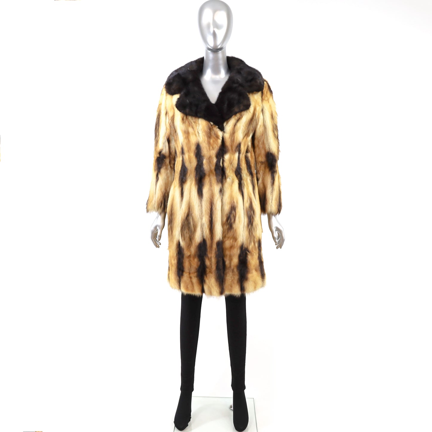 Fitch Coat with Mink Collar- Size S