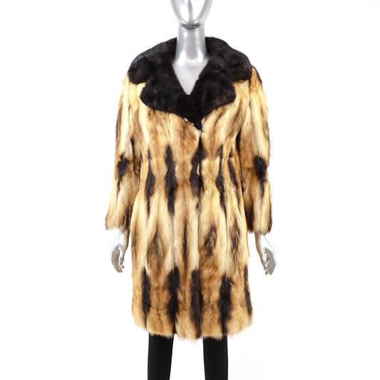 Fitch Coat with Mink Collar- Size S