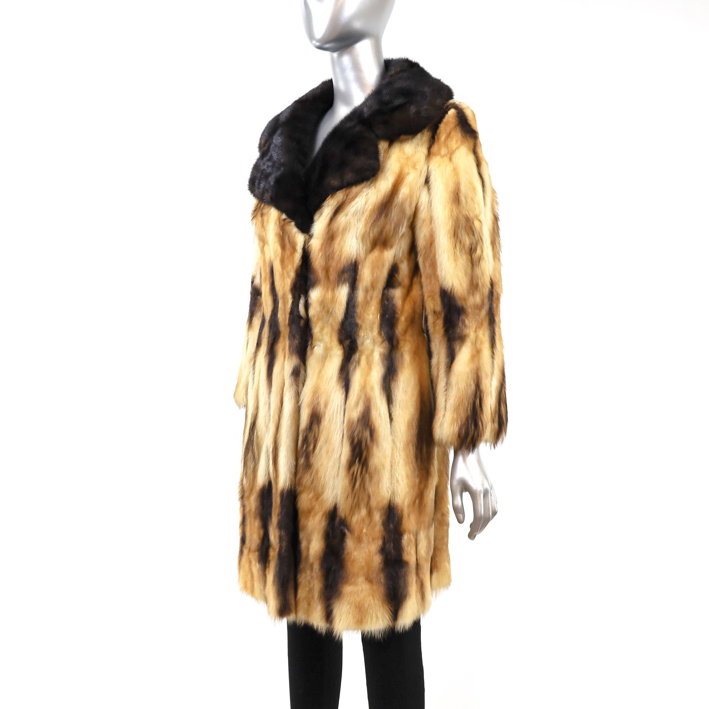 Fitch Coat with Mink Collar- Size S