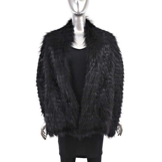 David Goodman Black Feathered Fox Stole- Size Free