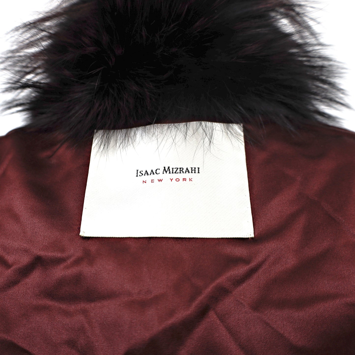 Burgundy Isaac Mizrahi Burgundy Fox Feathered Vest- Size XS-S