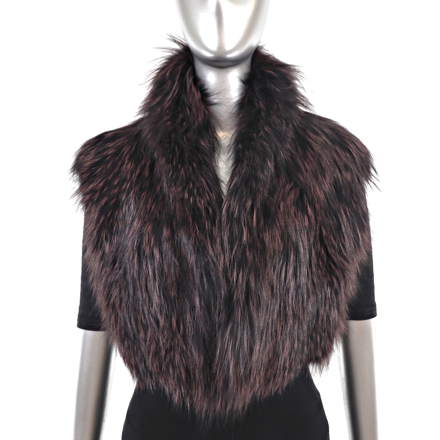 Burgundy Isaac Mizrahi Burgundy Fox Feathered Vest- Size XS-S