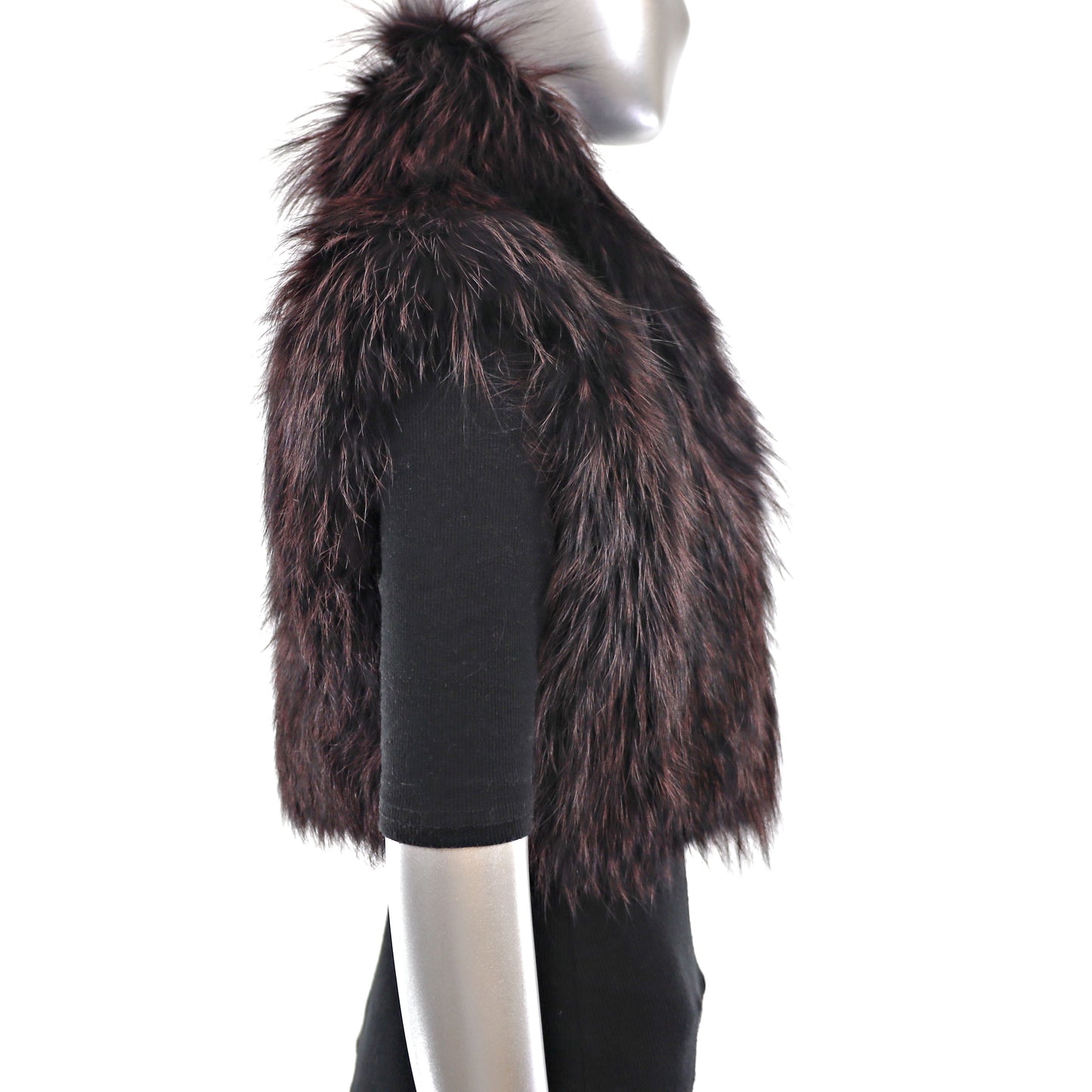 Burgundy Isaac Mizrahi Burgundy Fox Feathered Vest- Size XS-S